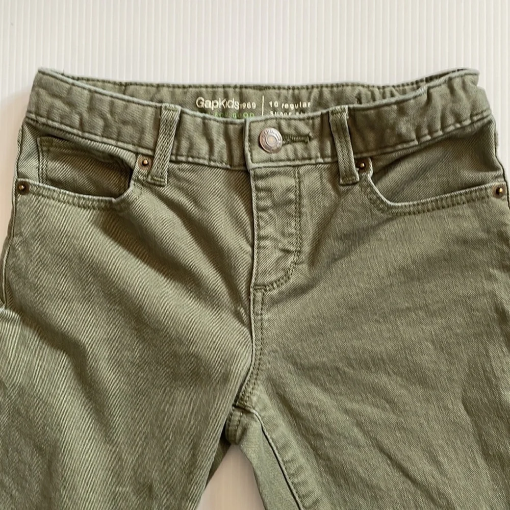 GapKids super skinny, army green denim jeans.  Girls size 10